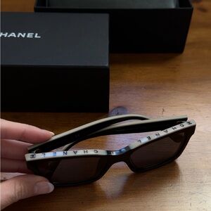 CHANEL Black and Tan Sunglasses